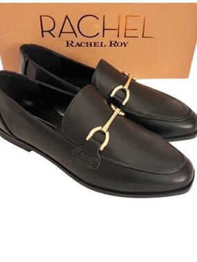 🆕-RACHEL by Rachel Roy-Classic Black Loafer with Gold Riding Bit. Size: 9